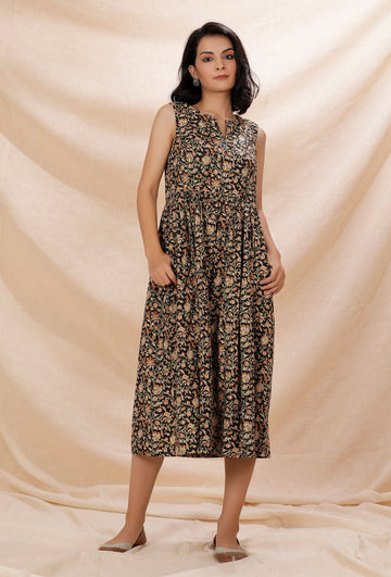 Kalamkari And Flared Cotton Dress